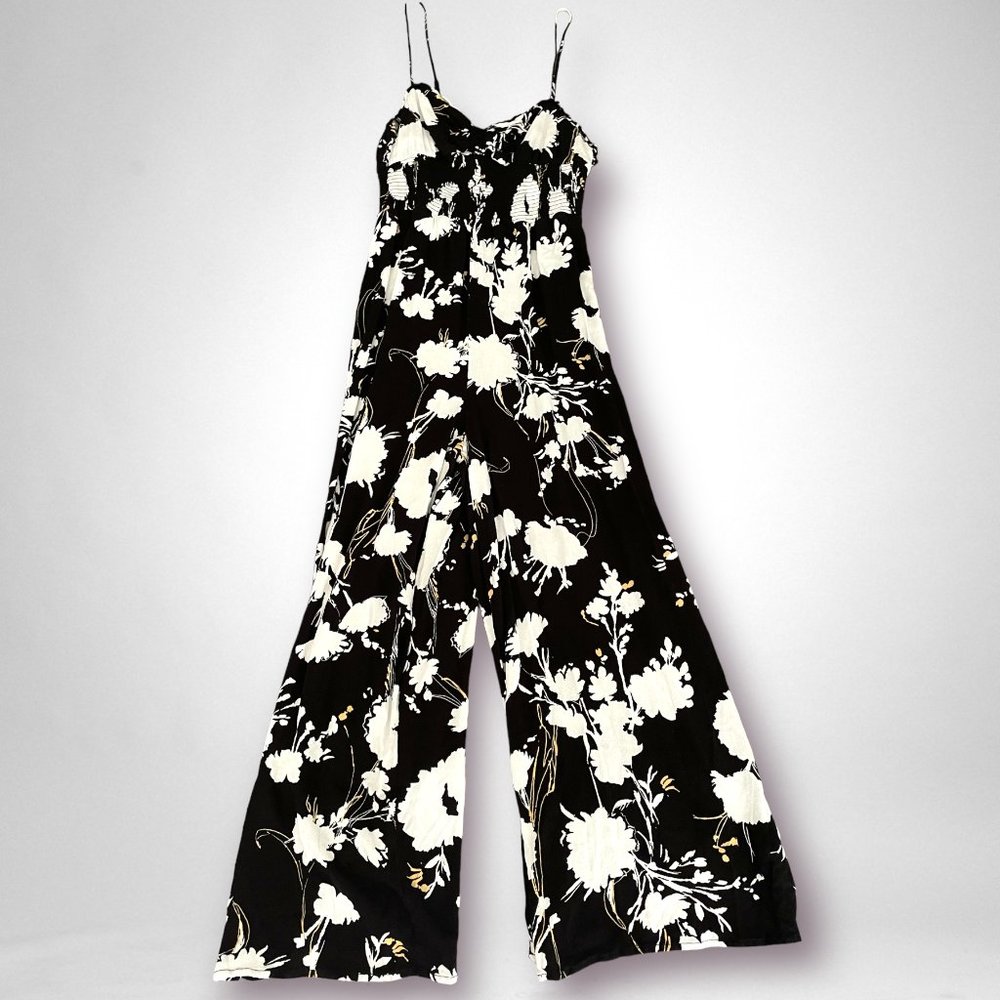 Free People Sleeveless Jumpsuit Black & White Floral Women's Size Small Romper